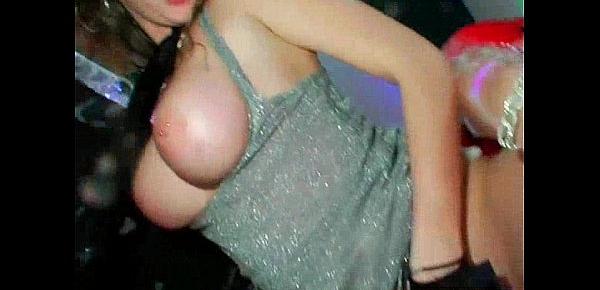  Cute sexy chicks lick each other in nightclub